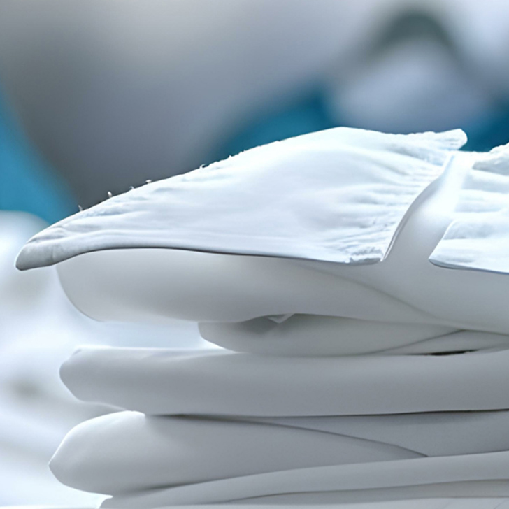 Stack of folded linens.