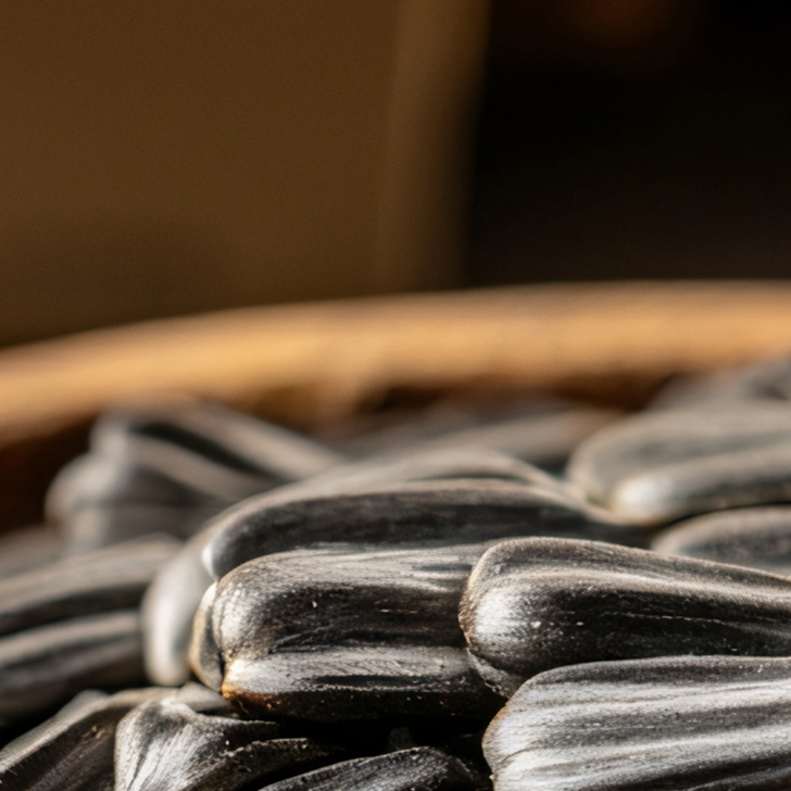 Close-up image of sunflower seeds.