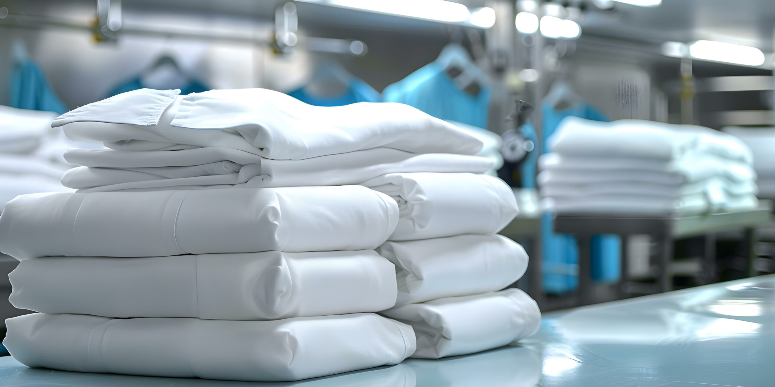 Stack of folded linens.