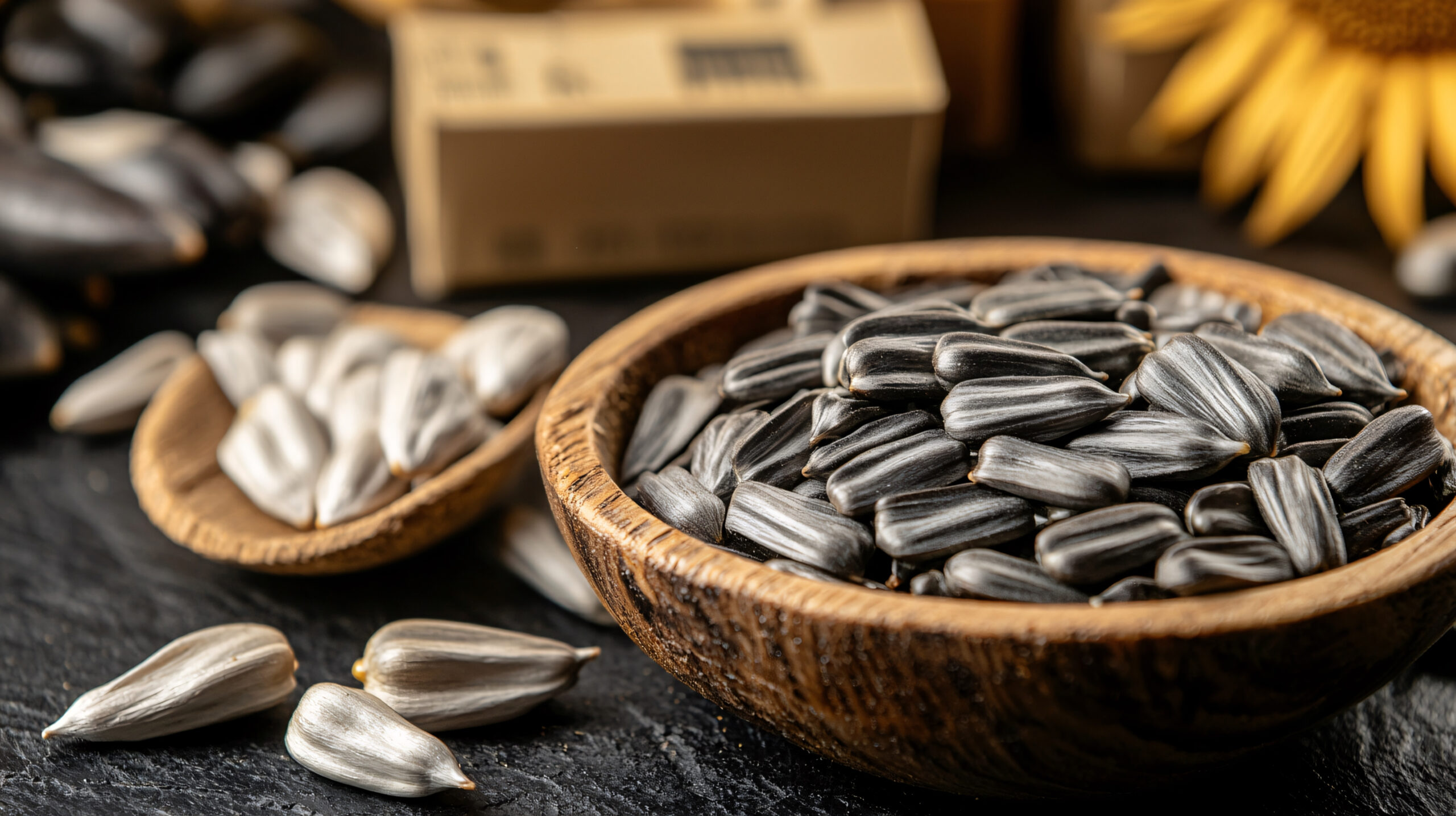 Bowl of sunflower seeds.